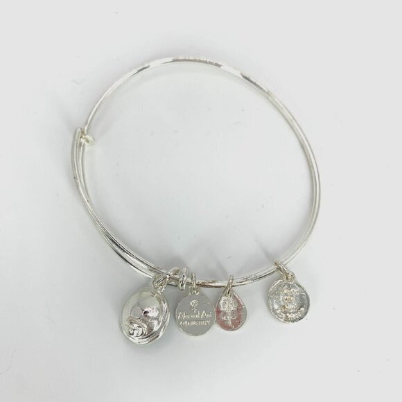 Alex and Ani December Birthstone Blue Zircon Charm Bracelet Silver - Picture 2 of 2